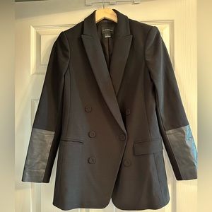 CLUB MONACO double breasted blazer with leather detail